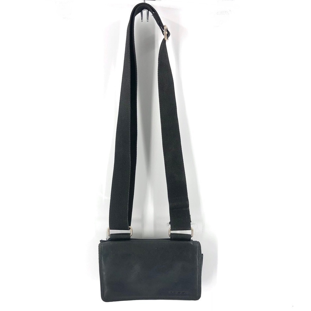 Vintage Fossil Black Leather Crossbody Micro Purse Shoulder Bag Envelope